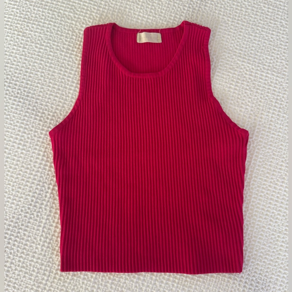 Altar'd State Vibrant Pink Ribbed Tank Top